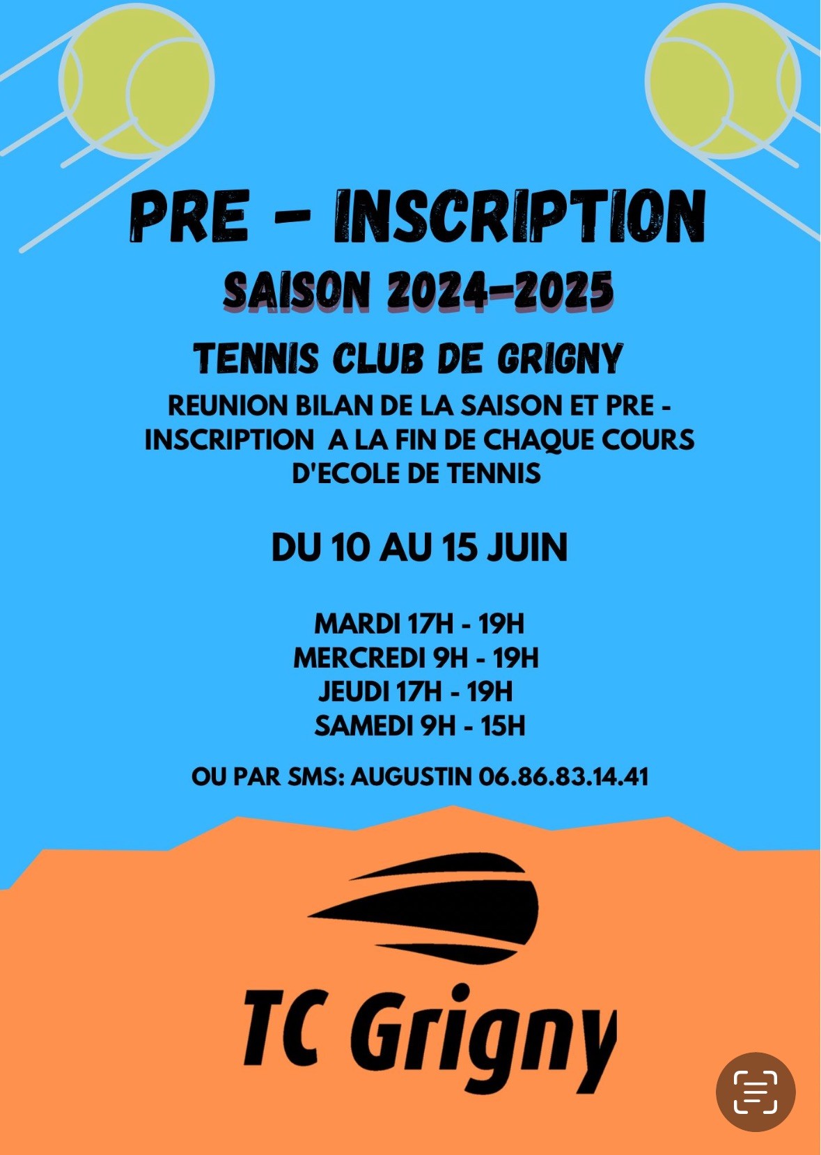 Image de l'actualité - Pré-inscriptions 2024 - Tennis Club de Grigny